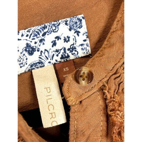 Pilcro Anthropologie Ruffles Linen Blend Shirt Size XS - Small - n76 - Picture 7 of 16